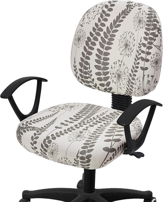 Smiry Stretch Printed Office Computer Chair Covers, Universal Washable Removable Desk Rotating Chair Slipcovers Protector, Seat + Backrest Cover - Sage Gray