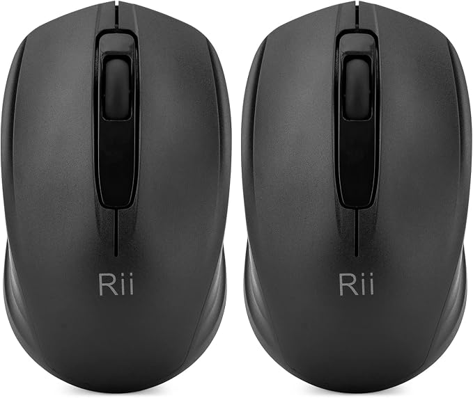 Rii Wireless Mouse,2.4G Portable Computer Mice for PC, Laptop, Windows,Office Included Wireless USB dongle (2-Pack(Black))