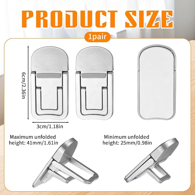 2Pcs Plastic Portable Keyboard Riser for Desk, Mini Foldable Laptop Keyboard Stand with 2 Angle Settings and Self-Adhesive Foldable Feet Adjustable Ergonomic Notebook Holder for Most Keyboards(Sliver)