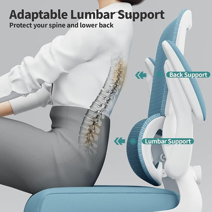 TRALT Office Chair - Ergonomic Desk Chair with Adjustable Lumbar Support, Mesh Computer Chair, Executive Chairs for Home Office Comfortable Lumbar Support,Sky Blue