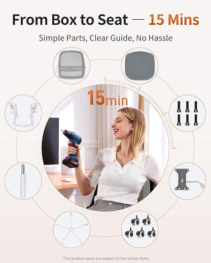 Ergonomic Mesh Office Chair with Flip-Up Arms, Adjustable Height, Breathable Mesh Back & Thick Cushion Seat, 360° Swivel Rolling Computer Desk Chair, BIFMA Certified, Supports 302 lbs（Gray）
