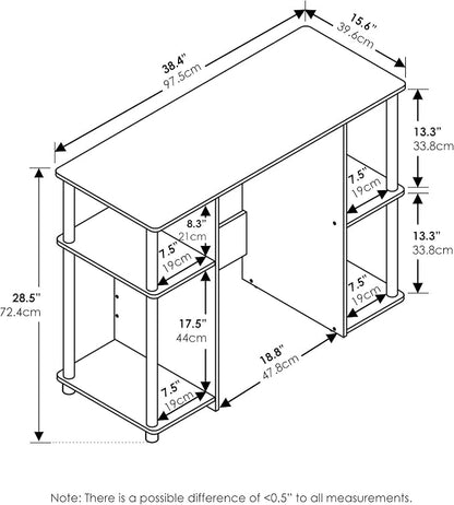 Furinno Jaya Computer Study Desk, Americano/Stainless Steel
