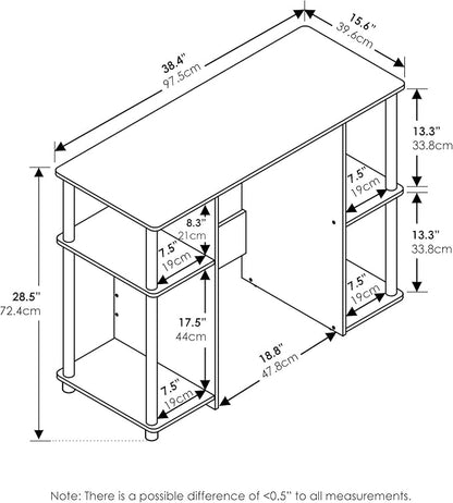 Furinno Jaya Computer Study Desk With Open Storage, French Oak Grey/Black