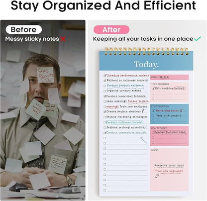 Taja 6 Pack of To Do List Notepad - To Do List Notebook for Work with 52 Sheets, 9.8" x 6.5", Undated Daily Planner Perfect for Daily Tasks and Goal Setting, Notepad Suitable for Office, Home & School - Early Dawn