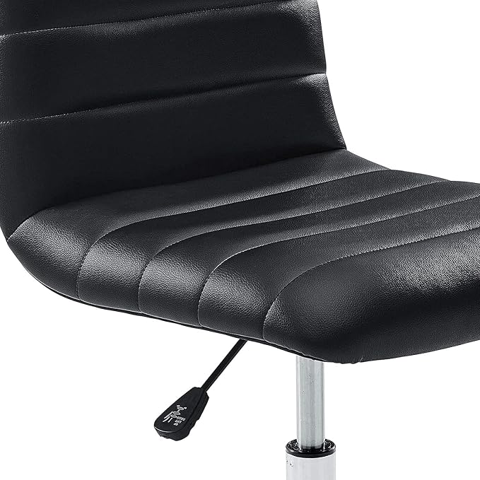 Modway Ripple Ribbed Armless Mid Back Swivel Computer Desk Office Chair In Black