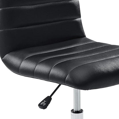 Modway Ripple Ribbed Armless Mid Back Swivel Computer Desk Office Chair In Black