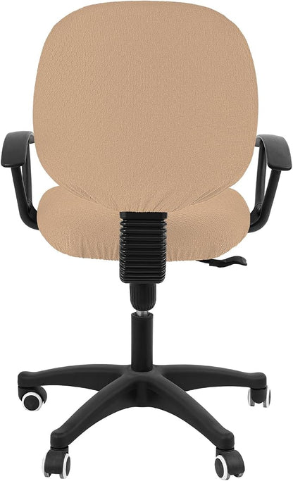 Smiry Stretch Jacquard Office Computer Chair Covers, Removable Washable Universal Desk Rotating Chair Slipcovers Protector, Seat + Backrest Cover, Camel