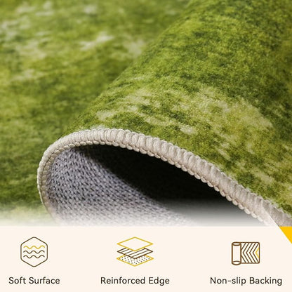 RELEANY Washable Area Rugs 6'x9' Non-Slip Modern Abstract Soft for Living Room Entryway Bedroom Kitchen, Print Pattern, Grass Green