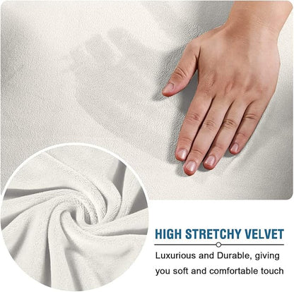 Velvet Plush Office Desk Computer Chair Cover for Executive, Beige, XL | Stretchable, Cat Proof with Wheels, Armrest Protector for Pets & Kids, Removable, For Ergonomic Mesh Computer Rolling Chair