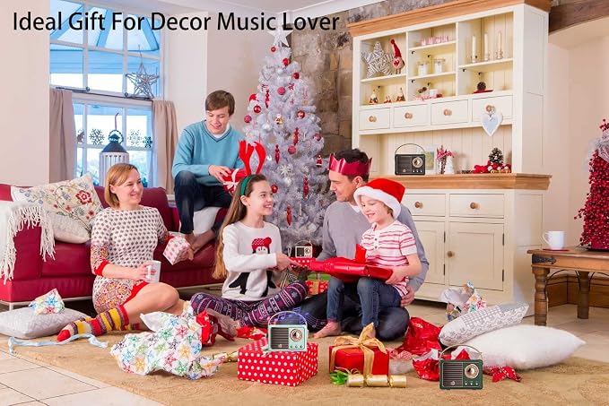 Dosmix Retro Bluetooth Speaker, Vintage Decor, Portable Wireless Bluetooth Speaker, Cute Old Fashion Style for Kitchen Desk Bedroom Office Outdoor Accessories for iPhone Android (Yellow)