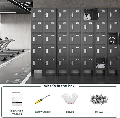 BUTISOW Metal Lockers - 66" Height Steel Lockers for Employees with 5 Door Storage Locker with Card Slot for Employees Gym School Home Office Garage - Assembly Required