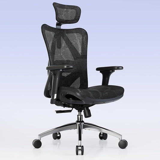SIHOO M57 Ergonomic Mesh Office Chair, High Back Home Desk Chair with 3D Armrests, Lumbar Support and Adjustable Headrest, Comfortable Computer Chair, Big & Tall Office Chair Hold 330 LBS-Ebony