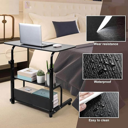 Adjustable Height Mobile Computer Desk for Small Space Rolling Writing with Wheels Corner Home Office Study Portable Bedrooms Work Desk Standing Desk Sizes 31.5X15.7 Inches Black C