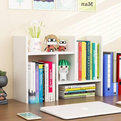 ShellKingdom Desk Shelf Organizer, H-Shaped Desktop Shelves, Adjustable Desktop Corner Shelf, Bookshelf Storage Rack and Cubicle Decor for Desk, Tabletop, School, Office, Dorm Desk Organizer - White