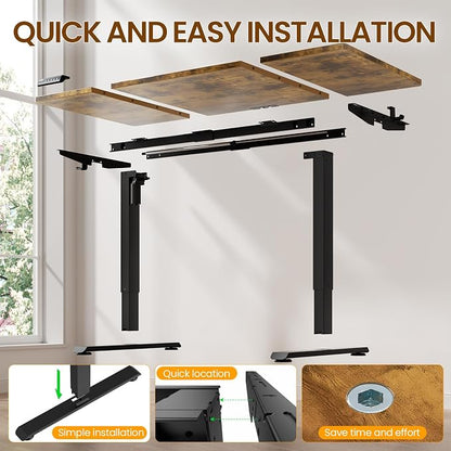Veken 63" x 28" Super Large Standing Desk, Conference Room Tables, Height Adjustable Electric Computer Desk, Sit to Stand Up, Modern Workstation for Home Office, Writing, Gaming Study, Brown