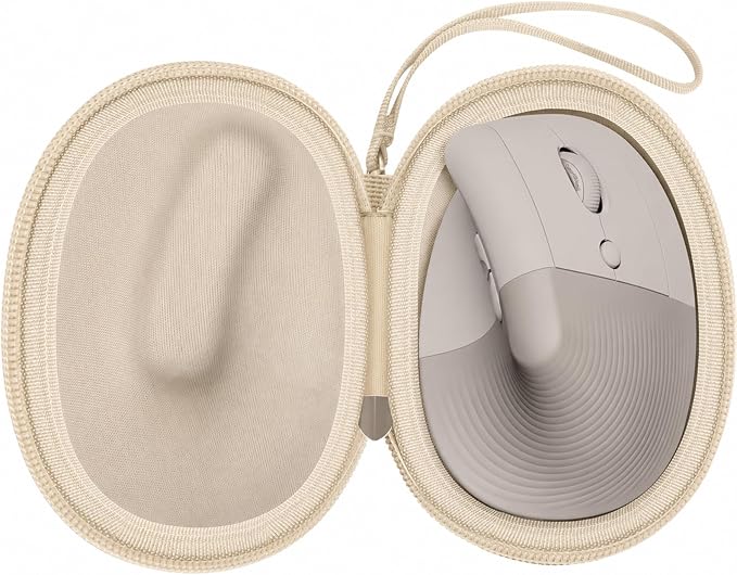 ANKHOH Case for Logitech Lift Vertical Ergonomic Mouse, Travel Carrying Holder Storage Box for Logi Wireless Bluetooth Cordless Upright Mouse - Bag Only (Khaki)