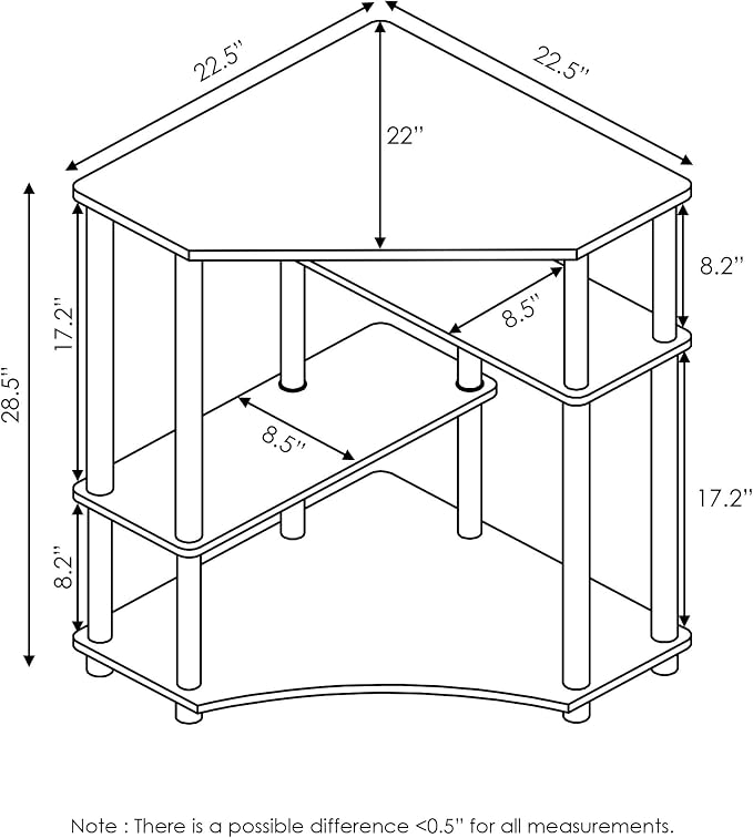 Furinno TURN-N-TUBE Desk, Gaming Desk with Shelves, Corner Computer Desk with Shelves, Office Desk, Space Saving, For Home Office, Bedroom, French Oak