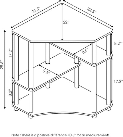 Furinno TURN-N-TUBE Desk, Gaming Desk with Shelves, Corner Computer Desk with Shelves, Office Desk, Space Saving, For Home Office, Bedroom, French Oak