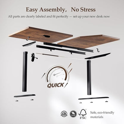 Klicelor L Shaped Standing Desk 55 x 31.5 Inch, Electric Height Adjustable Corner Desk for Home Office Workstation, Ergonomic Sit Stand Computer Table with Memory Controller, Rustic Brown