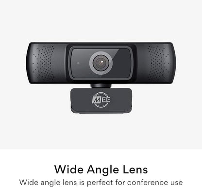 MEE Audio 201W 1080p HD Webcam with Mini Tripod, Wide Angle Lens, Microphone, Autofocus, Low Light Correction for Zoom Video Calling; USB Streaming Web Camera for Computer PC Mac Laptop Desktop