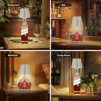 Wireless Bottle Lamp, 2026 New 3 Color Rechargeable Led Wine Bottle Lights for Bars Restaurants (Gray, 1PC)