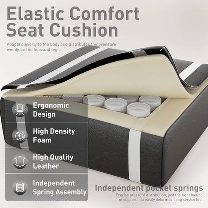 HLDIRECT Gaming Chair, Ergonomic Video Game Seat with 360° Swivel & Lumbar Massage, Computer Chair PU Leather Cushion for Adults Home/Office Use (Black & White)