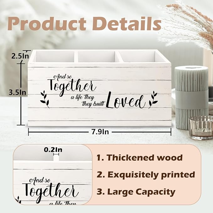 and So Together They Built a Life They Loved Makeup Brush Toothbrush Holder Organizer, Anniversary Wedding Couples Gifts Wooden Pen Pencil Holder for Home Office Desk Accessories
