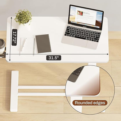 FLEXISPOT Mobile Standing Desk with Wheels Pneumatic Laptop Desk Rolling Computer Cart Movable Height Adjustable Small Sit Stand Desk Computer Workstations Home Use（27.6" W x 15.7" D,White）