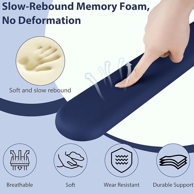Sushret Mouse Pad and Keyboard Wrist Rest, 3-in-1 Gel Memory Foam Ergonomic Mouse Pad with Wrist Rest Set, Gaming Mousepad Arm Cushion Support for Computer Office Desk Accessories Cute Setup,Dark Blue