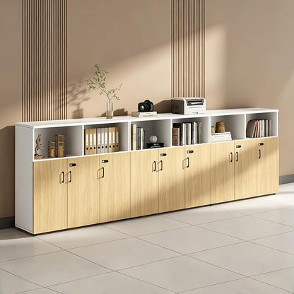 File Cabinet with Password Lock, Wood Lateral Filing Cabinet for Letter/A4 Files, 3 Drawer with Door, Printer Stand with Open Shelves for Home Office
