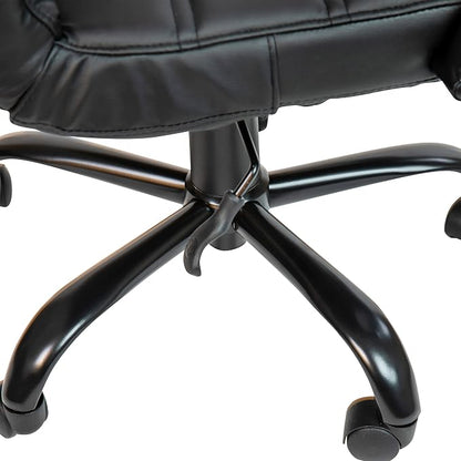 Flash Furniture Whitney Mid-Back Swivel LeatherSoft Desk Chair with Padded Seat and Armrests, Adjustable Height Padded Office Chair, Black