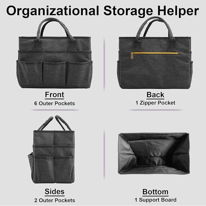 Cupohus Craft Organizer Bag, Art Supply Tote with Multiple Pockets, Portable Sewing Bag for Markers Scissors Brushes, Multi-Purpose Storage Case for Artists Crafters Hobbyists, Lightweight Travel Tote