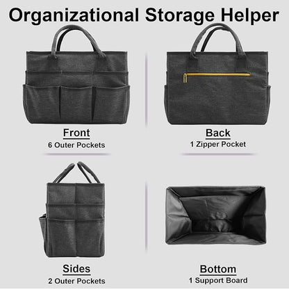 Cupohus Craft Organizer Bag, Art Supply Tote with Multiple Pockets, Portable Sewing Bag for Markers Scissors Brushes, Multi-Purpose Storage Case for Artists Crafters Hobbyists, Lightweight Travel Tote