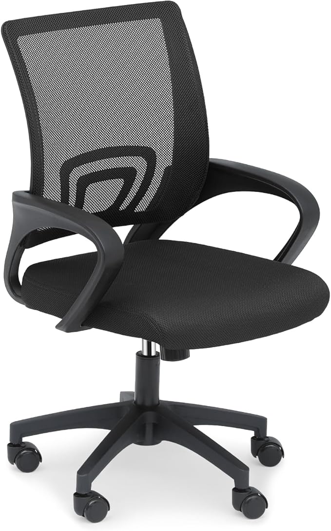 Athena Collection Computer Office Chair, Ergonomic Desk Chair with Rolling Wheels, Mesh Back Support and Height Adjustable, Small and Comfy for Home Office, Study, Black