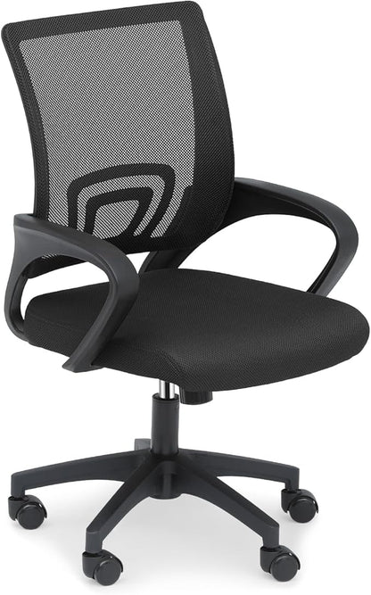Athena Collection Computer Office Chair, Ergonomic Desk Chair with Rolling Wheels, Mesh Back Support and Height Adjustable, Small and Comfy for Home Office, Study, Black
