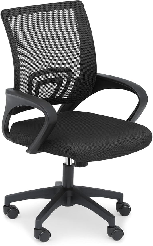 Athena Collection Computer Office Chair, Ergonomic Desk Chair with Rolling Wheels, Mesh Back Support and Height Adjustable, Small and Comfy for Home Office, Study, Black