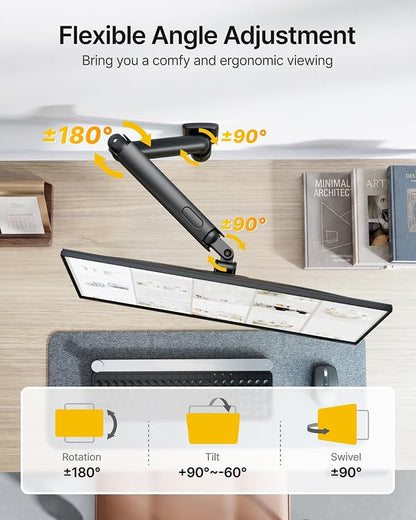monTEK Single Monitor Wall Mount for 17 to 40 inch Screen, Heavy-Duty Holds up to 26.4lbs,Adjustable Full Motions Mechanical Spring Arm, VESA 75x75/100x100,Black