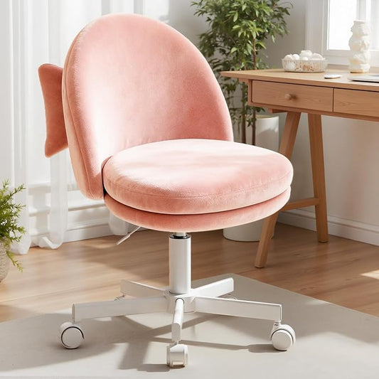 COMHOMA Vanity Chair with Velvet Fabric, Small Tall Armless Chair with Back, Cute Candy Chair for Girls Gift Living Room/Makeup Room/Bedroom/Kitchen (Height Use: Adjustable from Desk to Bar Height)