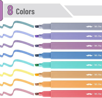 Mr. Pen- Aesthetic Highlighters No Bleed, 8 Pack, Jewel Tones, Chisel Tip | Cute Highlighters Assorted Colors for Journaling, Highlighting, Underlining, Fast Dry, Back to School Supplies