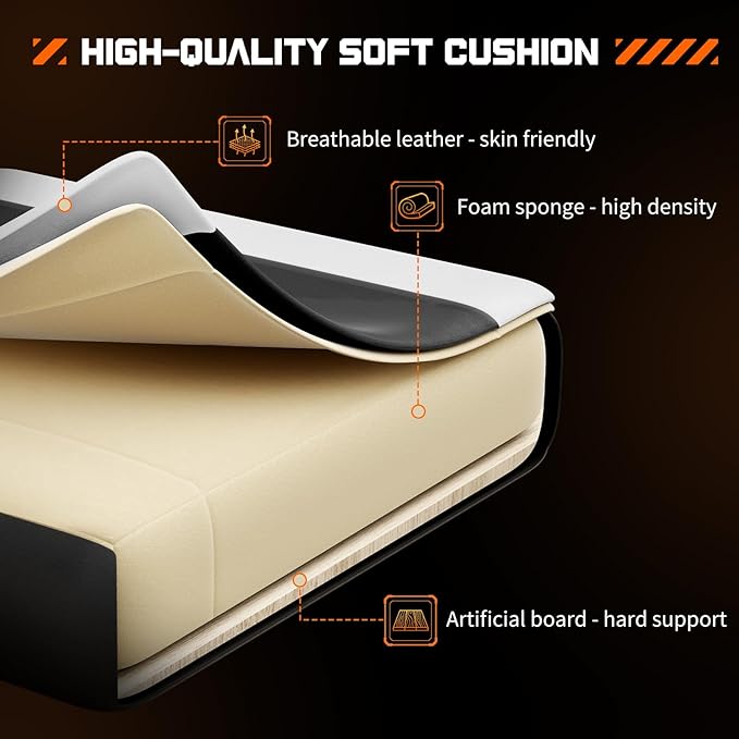 Sweetcrispy Computer Gaming Chair: Ergonomic High Back PU Leather Video Racing Chair with Adjustable Headrest & Footrest, Linkage Armrest, for Office and Home, White