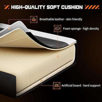 Sweetcrispy Computer Gaming Chair: Ergonomic High Back PU Leather Video Racing Chair with Adjustable Headrest & Footrest, Linkage Armrest, for Office and Home, White