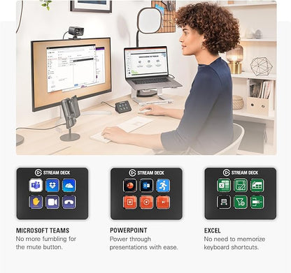 Elgato Stream Deck Mini, 6 Customizable LCD Macro Keys | Compatible with Zoom, Teams, Office, Adobe apps and more, Drag-and-drop setup, Multi-action sequencing, Works Mac and PC