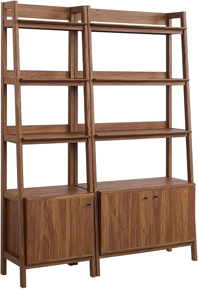 Modway Bookshelf Display Cases in Walnut - Set of 2