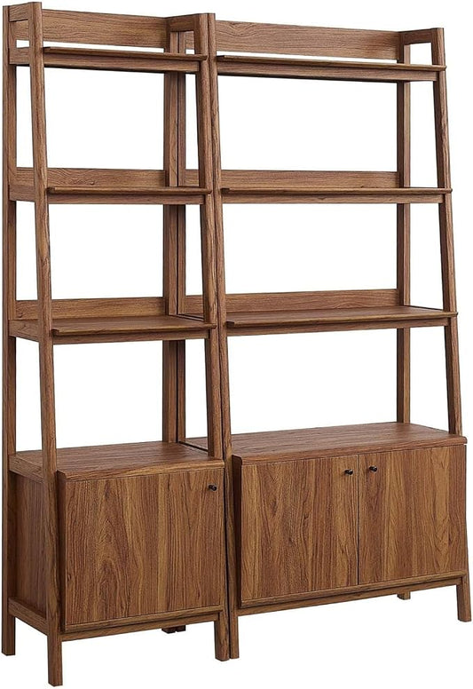 Modway Bookshelf Display Cases in Walnut - Set of 2