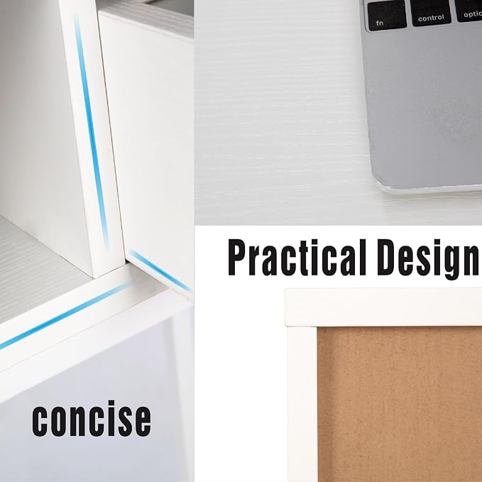 JJS 48' Writing Desk with Drawers, Contemporary Home Office Large Computer Laptop Workstation with Storage, White Drawer