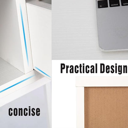 JJS 48' Writing Desk with Drawers, Contemporary Home Office Large Computer Laptop Workstation with Storage, White Drawer