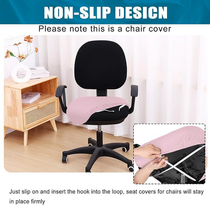 Smiry Printed Office Computer Chair Seat Covers, Stretch Fit Universal Desk Rotating Chair Cover Washable Removable Seat Cushion Protectors - Pink