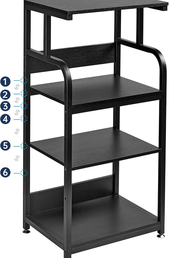 Fannova Printer Stand with Adjustable Shelf, 4 Tier Large Tall Printer Table with Wheels for Home Office Storage and Organization, Rolling Stand Cart for Computer Tower CPU Shredder, Black
