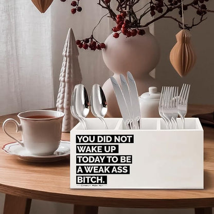 Inspirational Gifts Wooden Pen Pencil Holder for Office Desk Accessories, Motivational Gifts for Women, Funny Quote Makeup Brush Toothbrush Holder Organizer