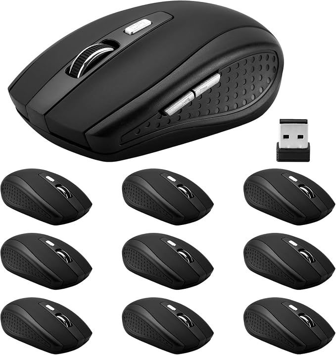 Guiheng Wireless Mouse, 2.4Ghz Wireless Mouse Computer Mouse 1200DPI,6 Buttons with Nano Receiver for Laptop,PC,Chromebook,Computer,Notebook,Office-10 Pack